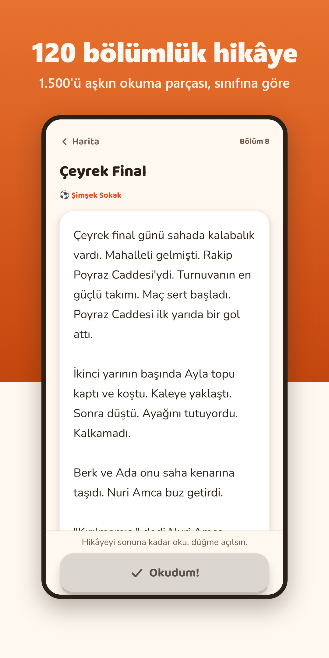 Hikâye bölümü okuma ekranı
